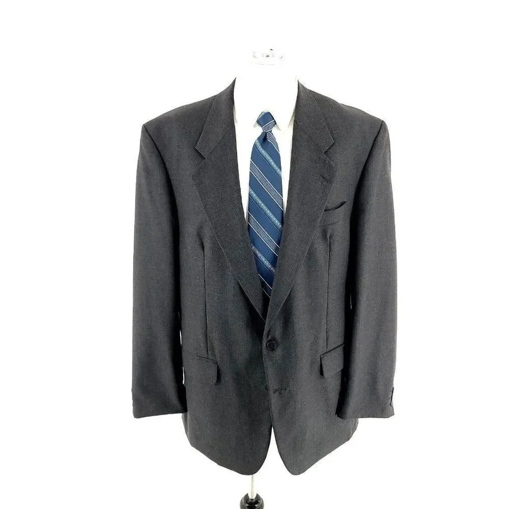 DAMAGED Alexandre London Of England Savile Row Wool 2 Button Blazer‎ 44L Gray